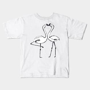 Flamingo Kiss Love Design Kids T-Shirt